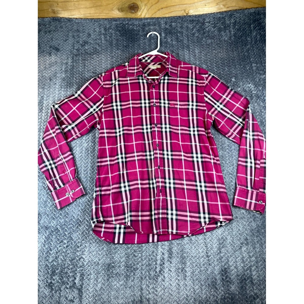 Burberry Brit Shirt Mens Large Multicolor Plaid Cotton Long Sleeve Button Up